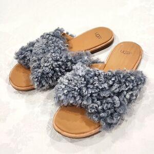 UGG Joni Genuine Shearling Leather Slide Sandals,sz9.5,EUC